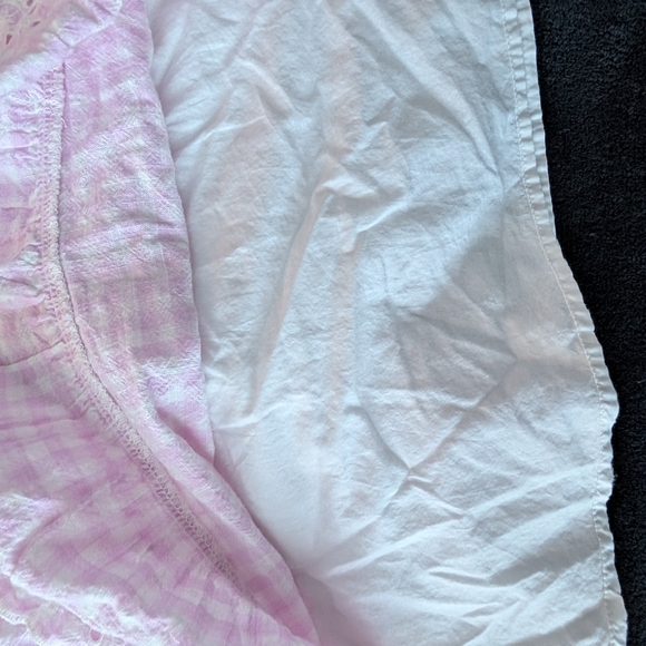 Cat & Jack Girls Linen Cotton Pink Checkered Gingham Floral Lace Spring Dress - Picture 5 of 10